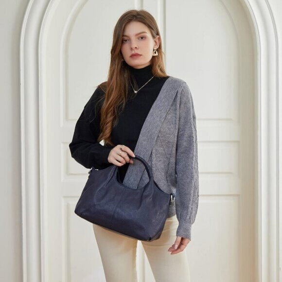 🆕Women Navy Blue Genuine Leather Shoulder Bags Purses Satchel Designer Handbag - Picture 3 of 8